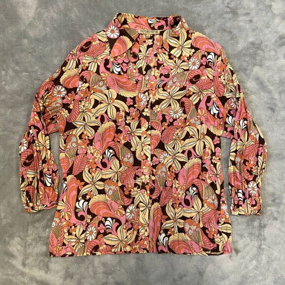 Notations Floral 70s Vibe Button-Up - Picture 1 of 4